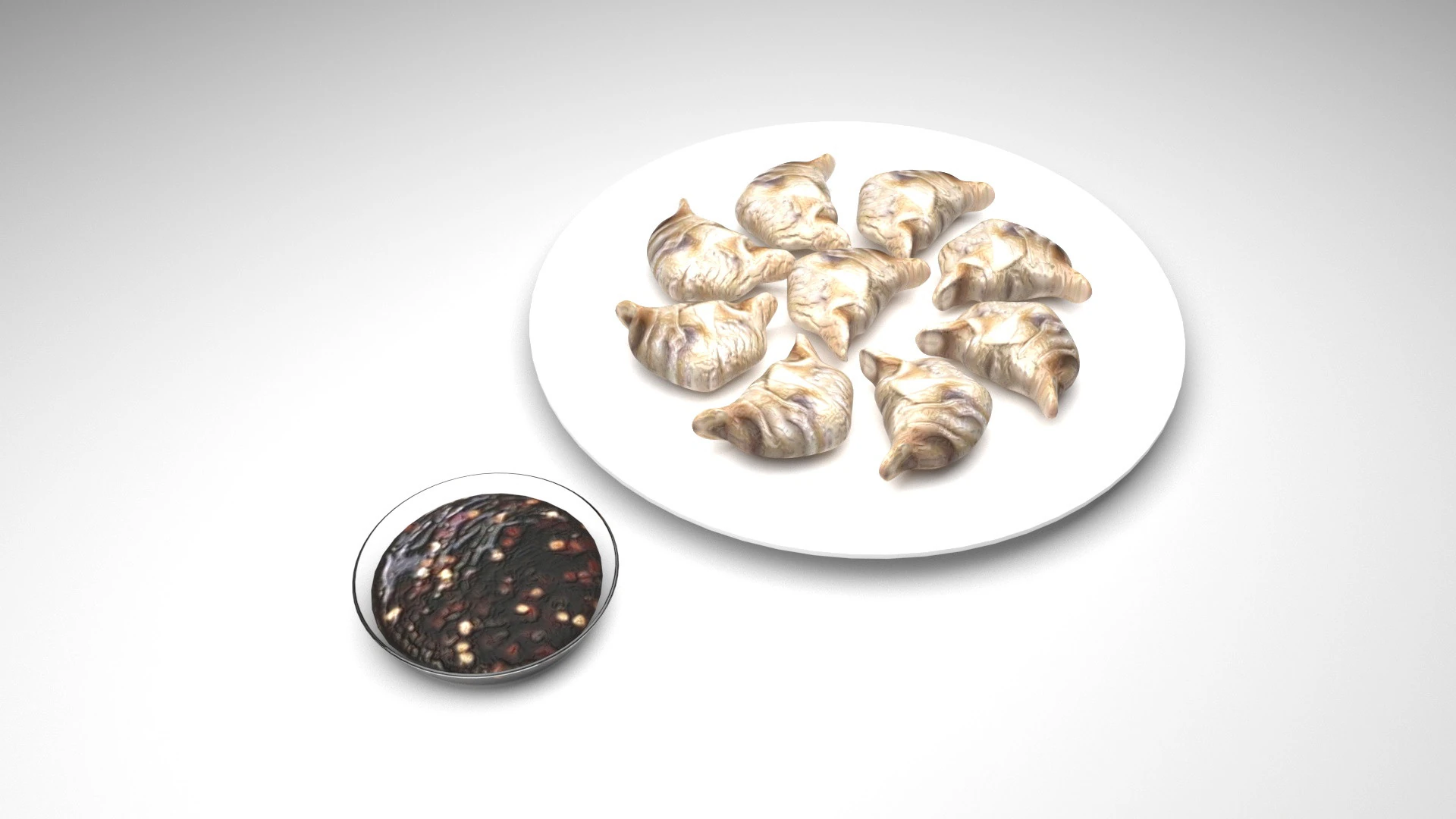 Dumplings With Sauce 3D Model .c4d .max .obj .3ds .fbx .stl .blend 