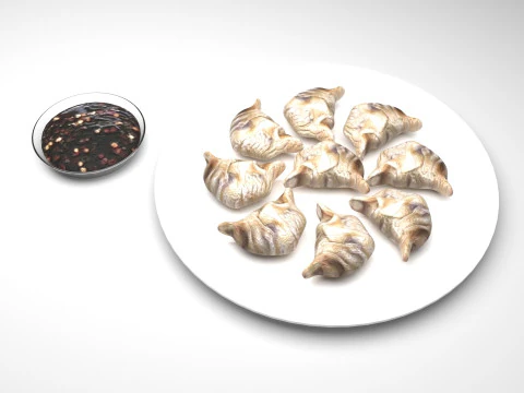 Dumplings With Sauce 3D Model