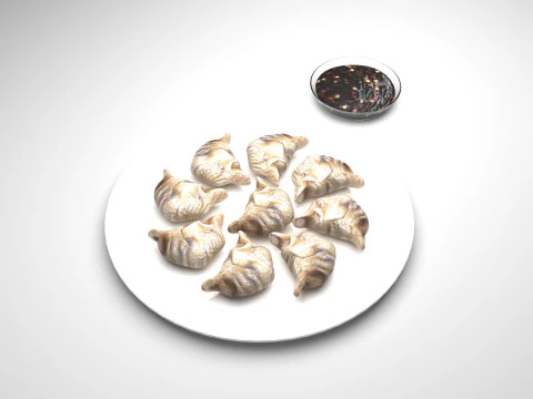 Dumplings With Sauce 3D Model