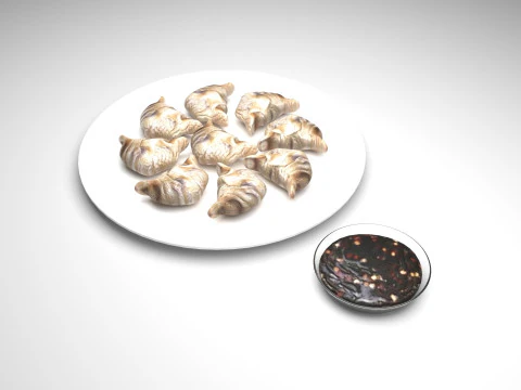 Dumplings With Sauce 3D Model