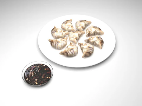 Dumplings With Sauce 3D Model