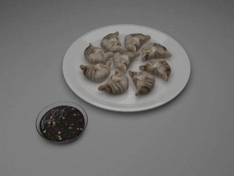 Dumplings With Sauce 3D Model
