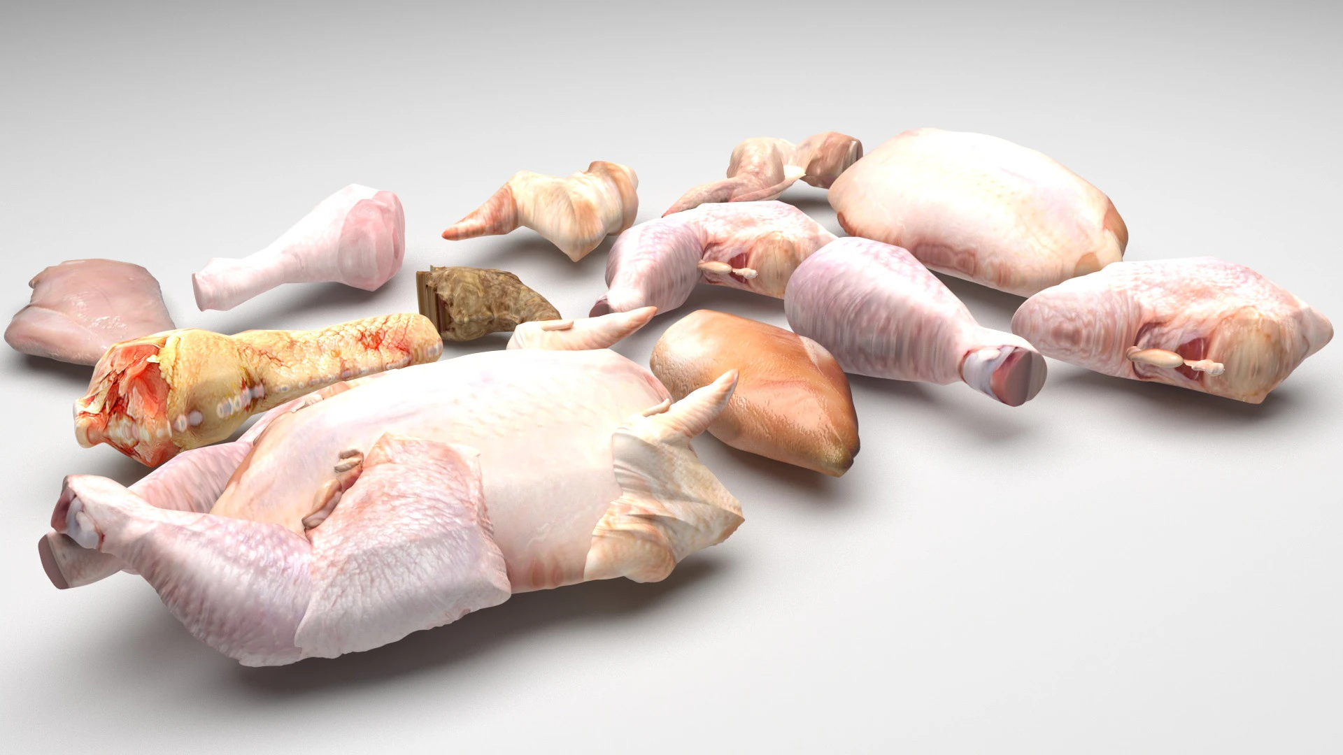 Chicken Meats Collection 3D Model .c4d .max .obj .3ds .fbx .stl .blend