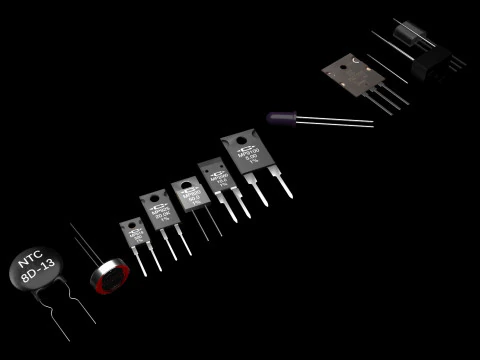 Set di componenti elettronici Modello 3D