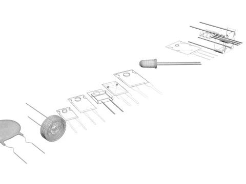 Set di componenti elettronici Modello 3D