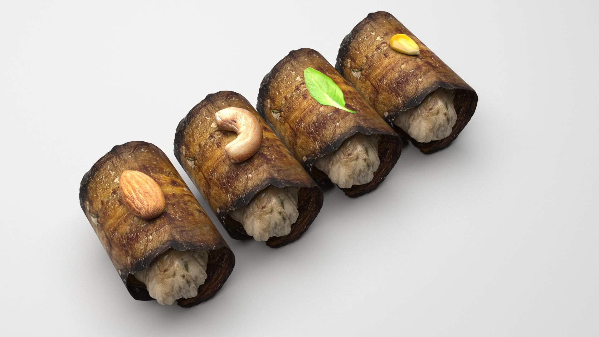 Eggplant Roll 3D Model .c4d .max .obj .3ds .fbx .stl .blend 
