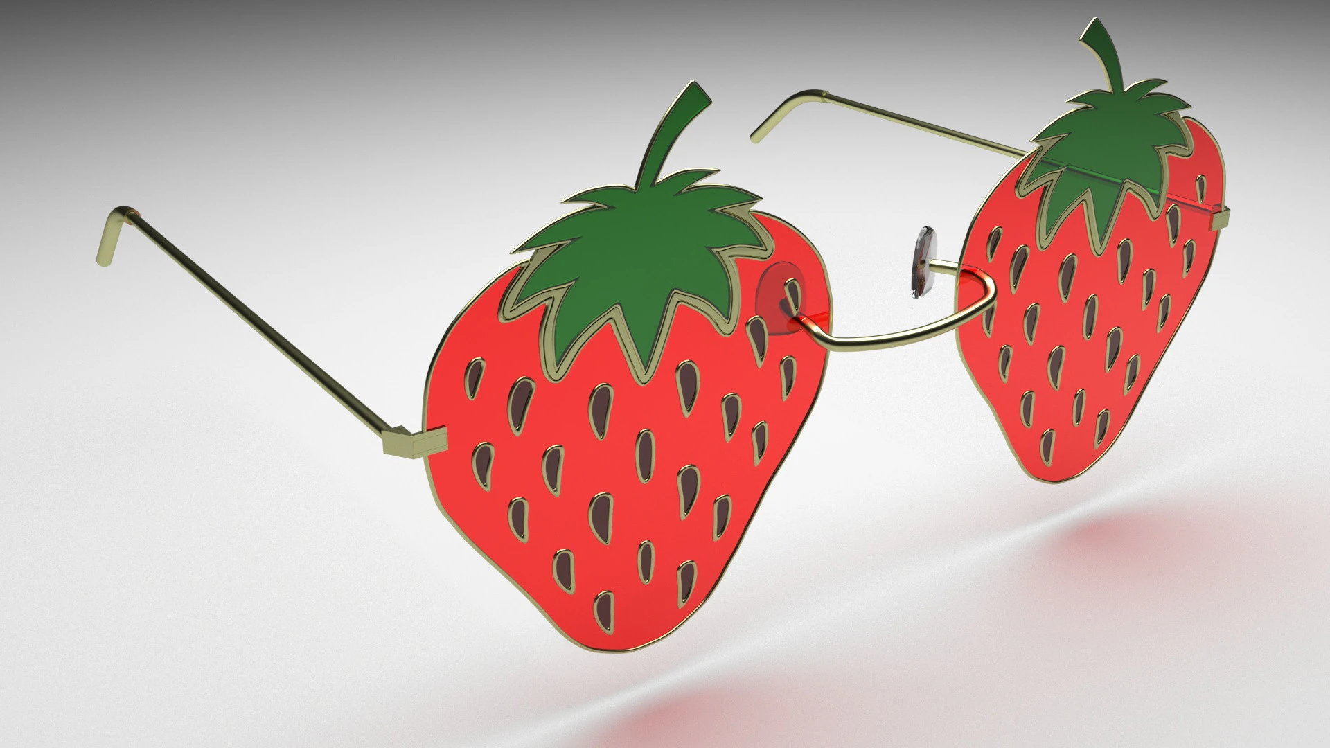 Strawberry Sunglasses 3D Model .c4d .max .obj .3ds .fbx .stl .blend