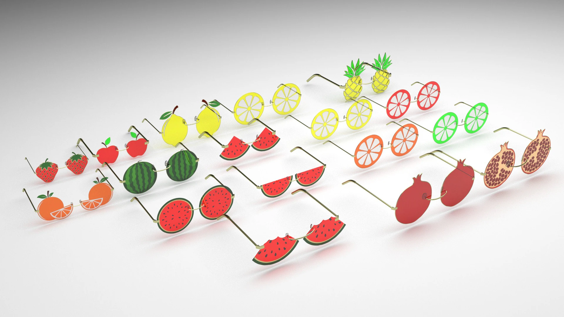 Fruit Sunglasses Collection 3D Model .c4d .max .obj .3ds .fbx .stl .blend