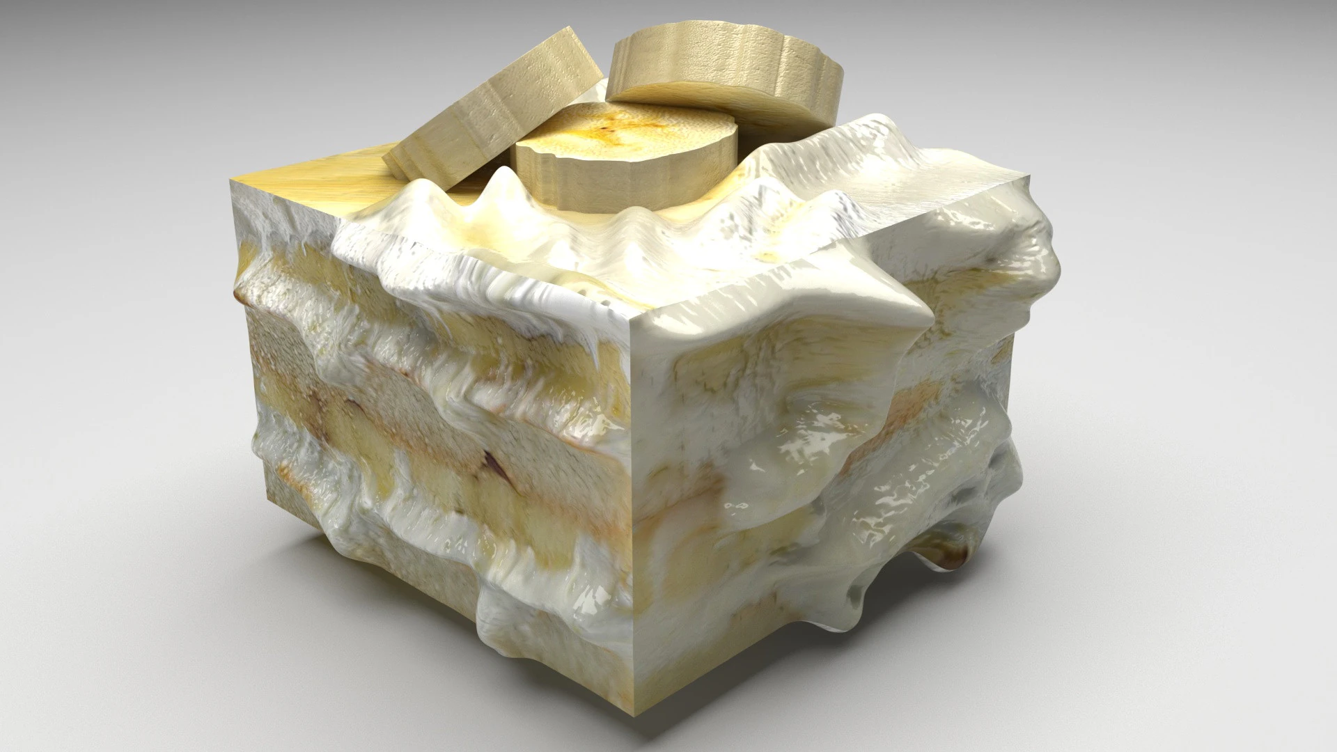 Banana Tiramisu 3D Model .c4d .max .obj .3ds .fbx .stl .blend 