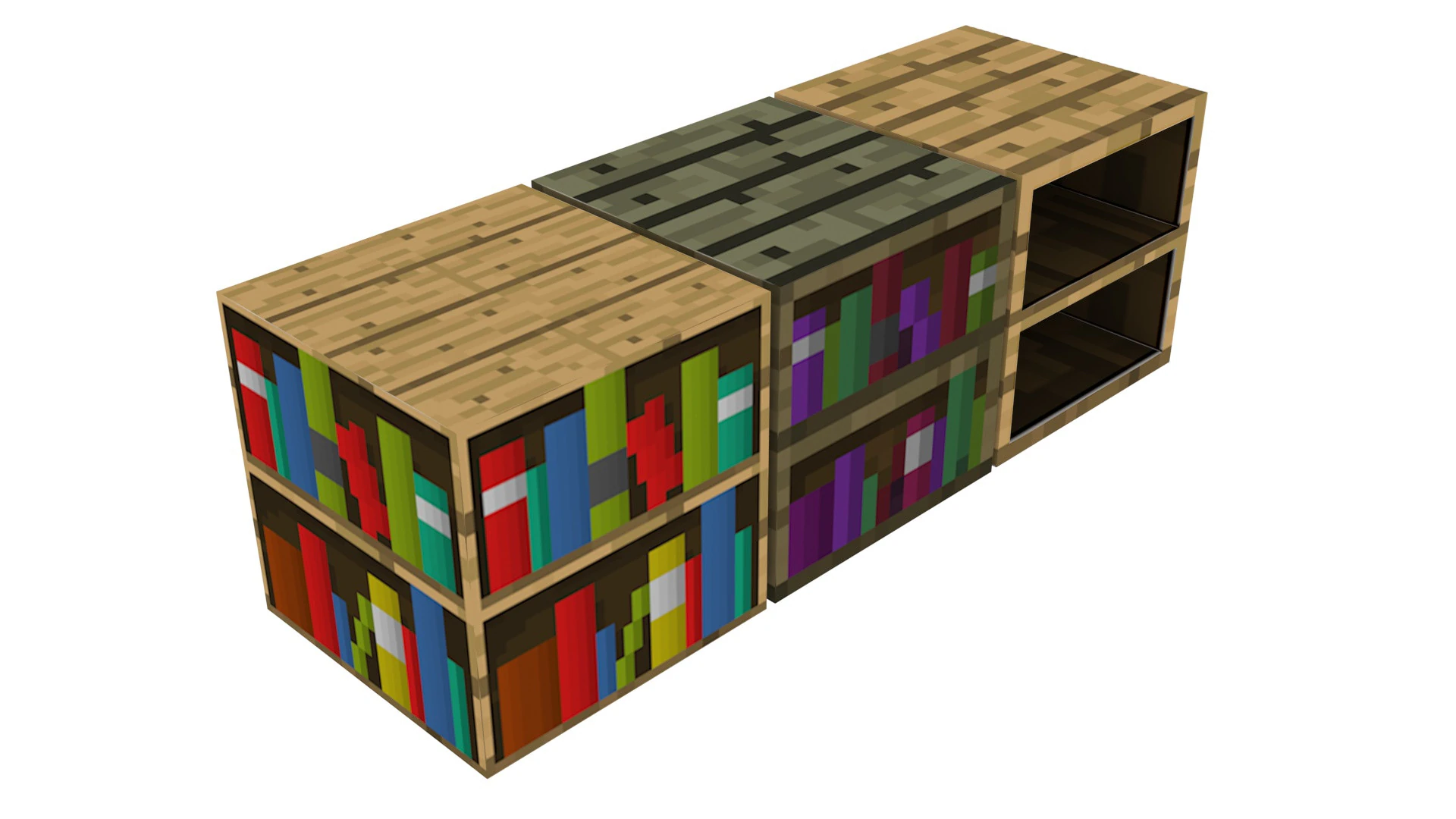 Minecraft Kitap Rafları 3D Model .c4d .max .obj .3ds .fbx .stl .blend 
