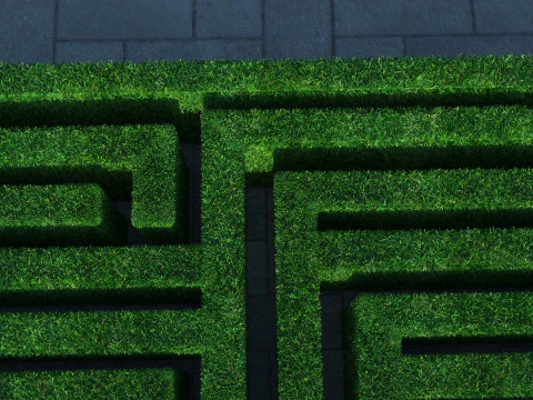 Rectangular Maze With Grasses 3D Model