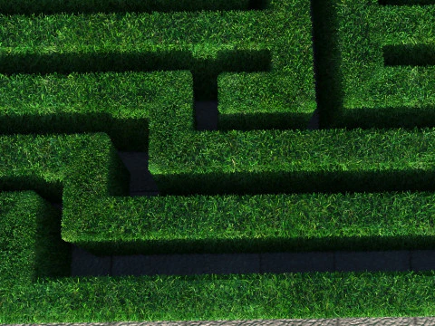 Rectangular Maze With Grasses 3D Model