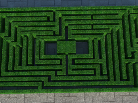 Rectangular Maze With Grasses 3D 模型