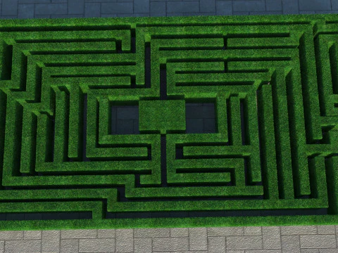 Rectangular Maze With Grasses 3D Model