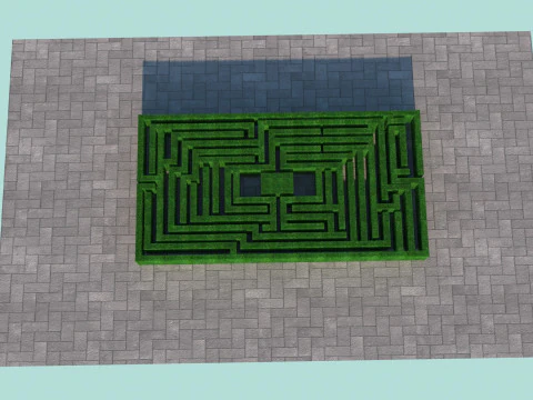 Rectangular Maze With Grasses 3D Model
