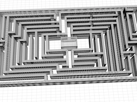 Rectangular Maze With Grasses 3D Model
