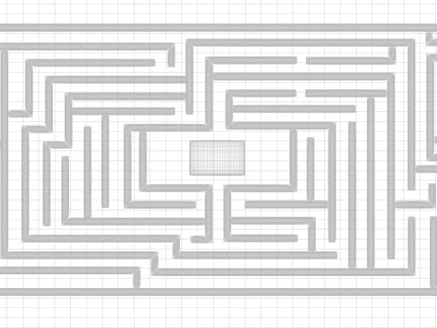 Rectangular Maze With Grasses 3D Model