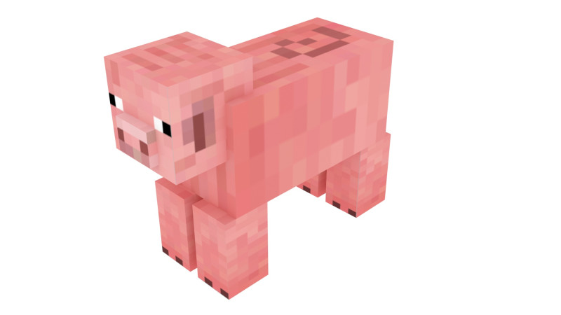 Minecraft Pig 3D 模型 .c4d .max .obj .3ds .fbx .stl .blend