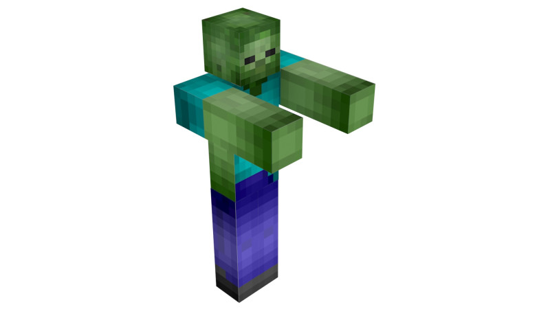 Minecraft Zombie 3D 모델 .c4d .max .obj .3ds .fbx .stl .blend 