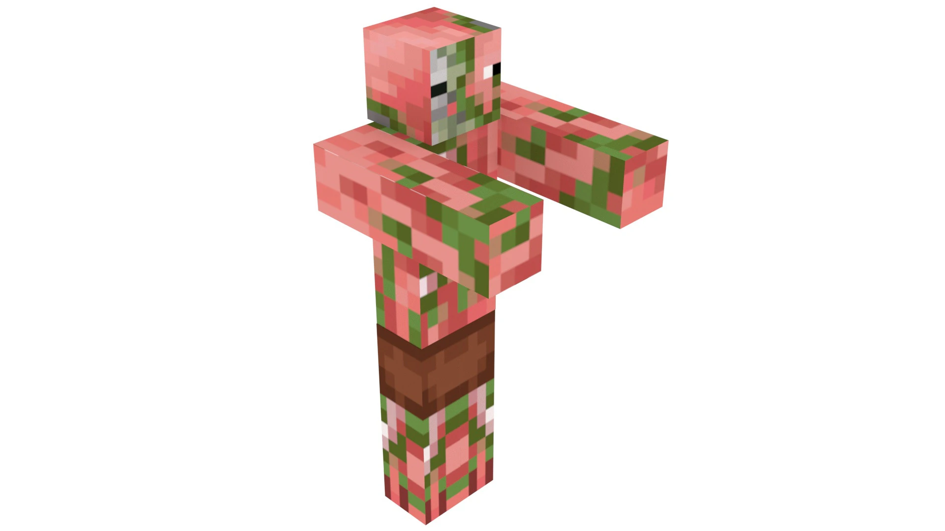 Minecraft Zombie Pigman 3D Model .c4d .max .obj .3ds .fbx .stl .blend 