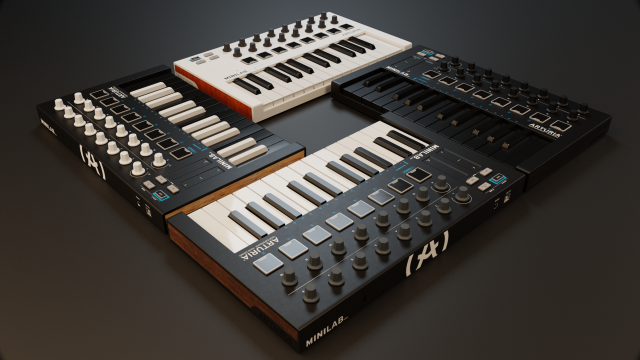 Arturia MiniLab MK2 MIDI Keyboard 3D Model .c4d .max .obj .3ds .fbx .stl .blend 