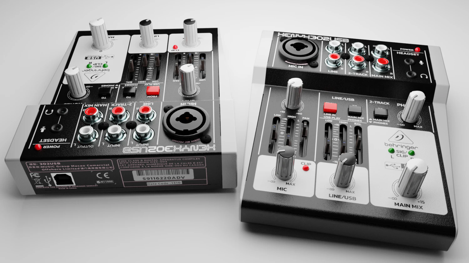 Xenyx302USB Audio Interface 3D Model .c4d .max .obj .3ds .fbx .stl .blend 