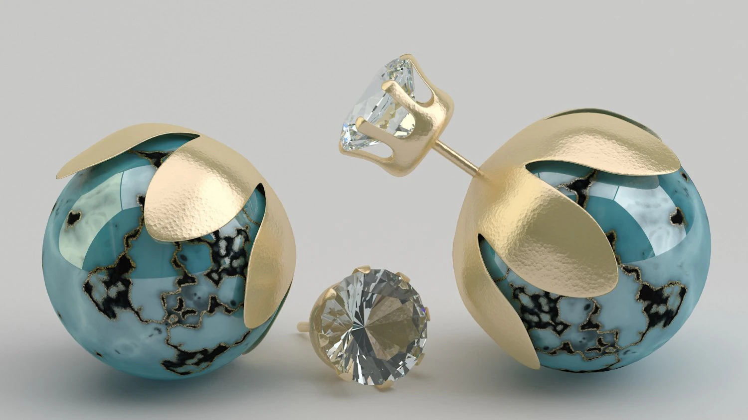 Earrings T 3D Model .c4d .max .obj .3ds .fbx .stl .blend 