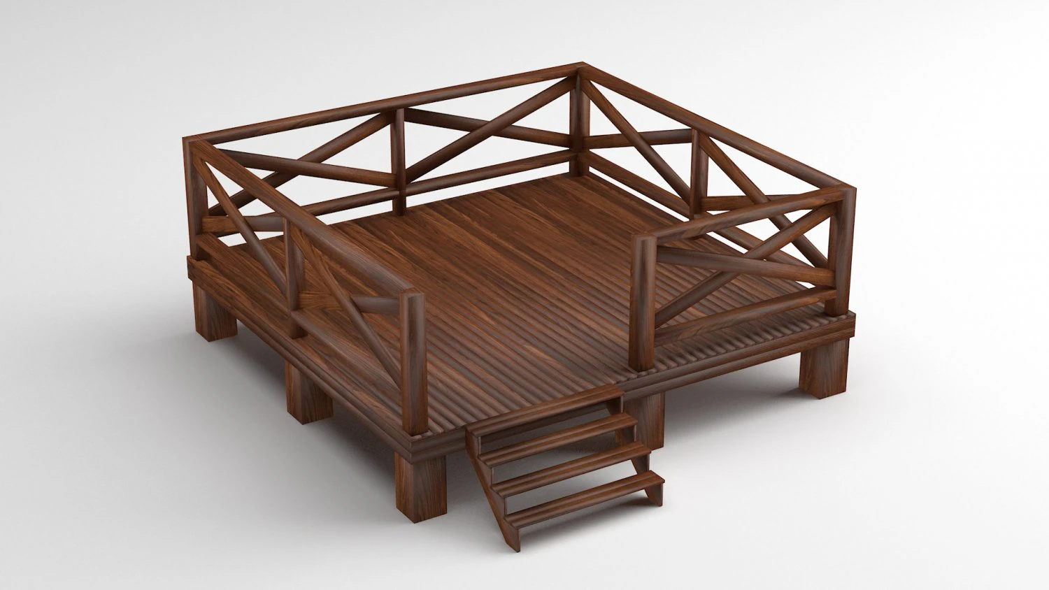 Wooden Terrace 3D Model .c4d .max .obj .3ds .fbx .stl .blend 