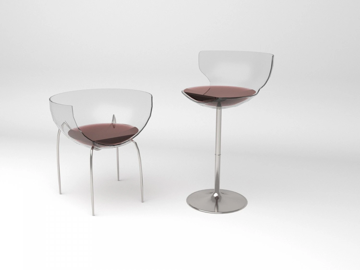 Glass wine chairs 3D Model .c4d .max .obj .3ds .fbx .stl .blend 