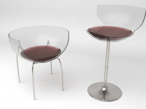 Glass wine chairs 3D Model