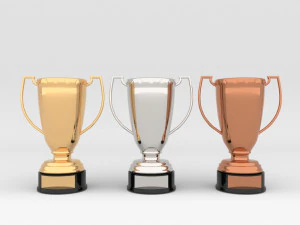 Award Prize 6 Trophies pack with 3 medal 3D Model