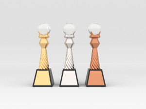Award Prize 6 Trophies pack with 3 medal 3D Модель