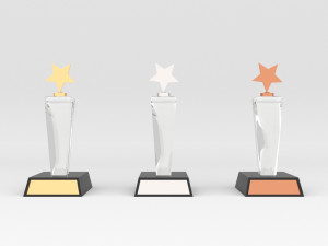Award Prize 6 Trophies pack with 3 medal 3D Модель