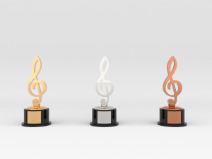Award Prize 6 Trophies pack with 3 medal 3D Модель