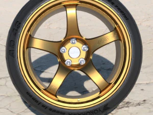 RAYS GRAMLIGHTS 57CR 18 INCH RIMS WITH YOKOHAMA ADVAN TIRES printable 3D Model