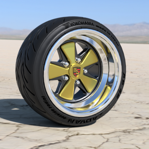 PORSCHE FUCHS RIMS 18 INCH WITH ADVAN TIRES FOR SCALE MODELS 3D Модель .c4d .max .obj .3ds .fbx .stl .blend 