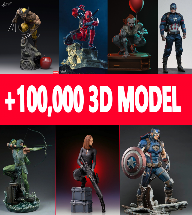 Pack 100000 Models 3d Ready to print 3D-printmodel .c4d .max .obj .3ds .fbx .stl .blend 