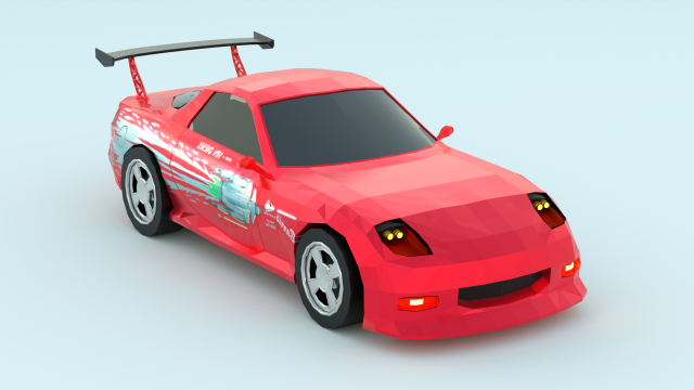 Mazda rx 7 low poly game ready Low-poly 3D Модель .c4d .max .obj .3ds .fbx .stl .blend 