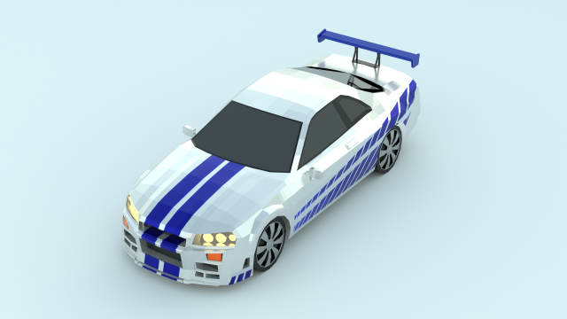 Nissan Skyline low poly game ready Low-poly Low-poly Modello 3D .c4d .max .obj .3ds .fbx .stl .blend 