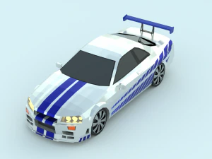 Nissan Skyline low poly gioco pronto Low-poly Low-poly Modello 3D