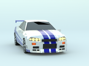 Nissan Skyline low poly game ready Low-poly Low-poly Modello 3D
