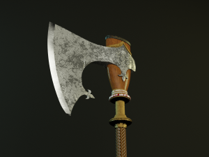 Stylized scandinavian axe high poly Free Model 3D