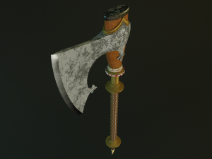 Stylized scandinavian axe high poly Free Model 3D