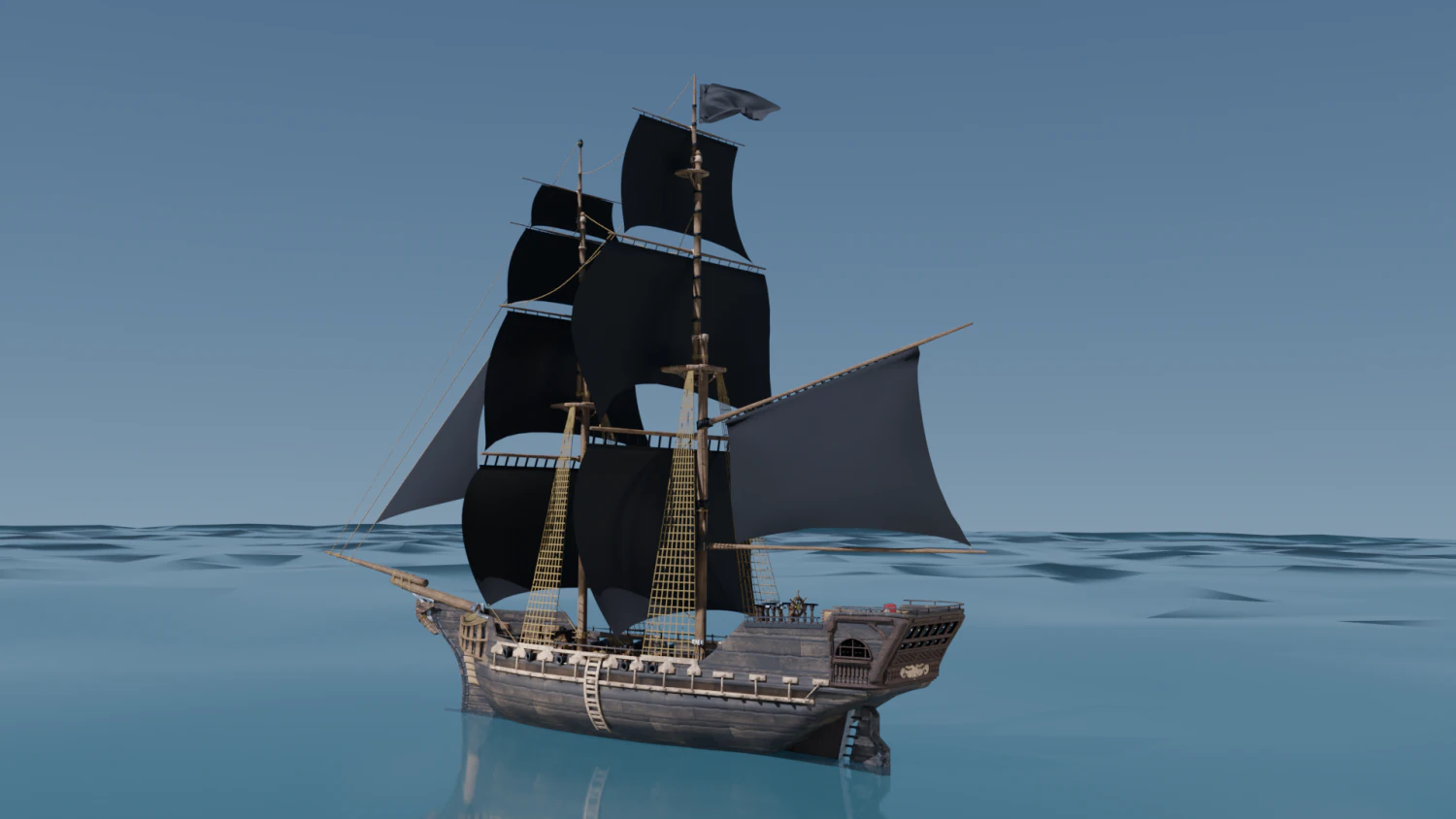 Pirate Ship PBR game ready 3D Model .c4d .max .obj .3ds .fbx .stl .blend 