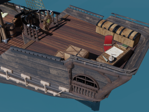 Pirate Ship PBR game ready Modelo 3D