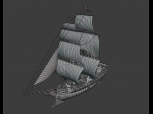 Pirate Ship PBR game ready Modelo 3D
