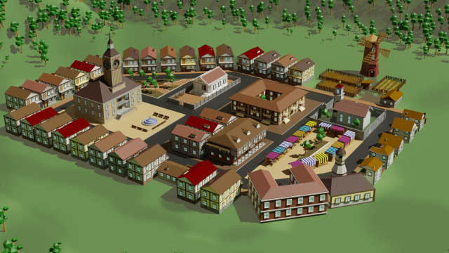 Low poly Village pbr game ready Low-poly 3D 模型 .c4d .max .obj .3ds .fbx .stl .blend 
