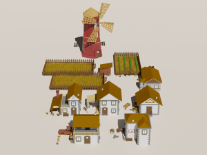 Low poly Village pbr game ready Low-poly 3D 模型
