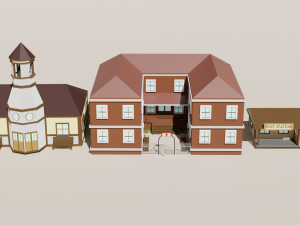 Low poly Village pbr game ready Low-poly 3D 模型