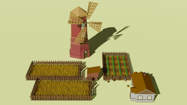 Low poly farm pbr game ready Free low-poly Model 3D .c4d .max .obj .3ds .fbx .stl .blend 